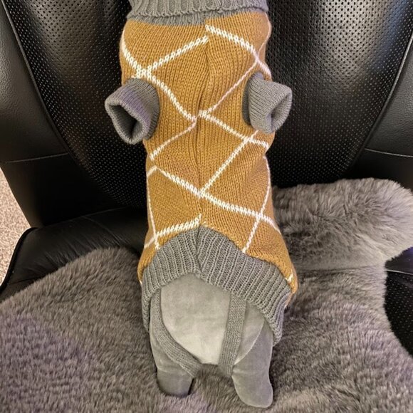 Fashion Khaki and Grey Pet Sweater for Cats or Dogs NWT - Picture 6 of 7